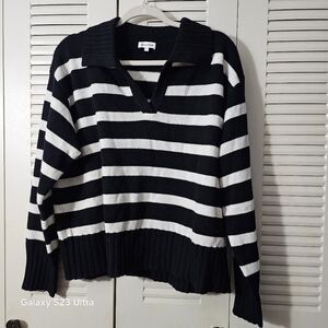 Lilysilk The Gilly Stripe Sweater Size L.